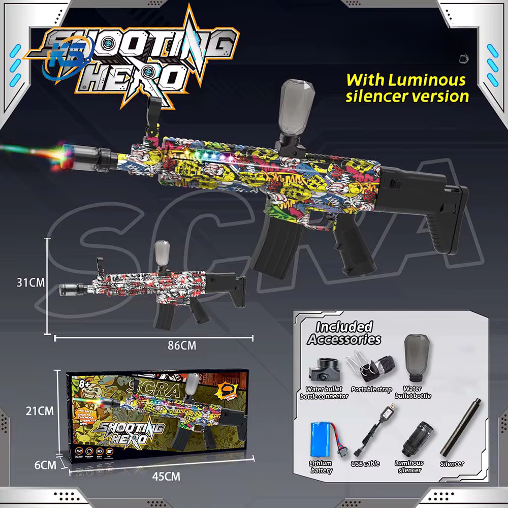 SCAR Electric Gel Blaster Gun for Kids – Graffiti Shooting Hero Toy